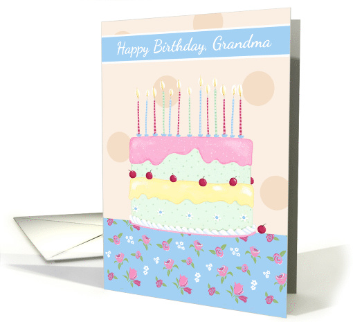 Happy Birthday Grandma Floral Cake card (1575928)