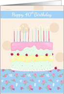 Happy 40th Birthday Floral Cake card