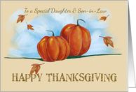 Special Daughter & Son in Law Happy Thanksgiving Pumpkins card