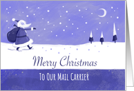 Blue Snowy Santa Landscape Mail Carrier card