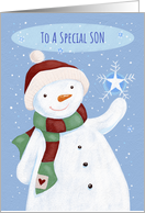 Son Christmas Cheer Snowflake Snowman card