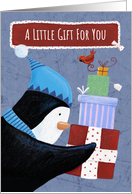 Gift Money Christmas Card Penguin with Parcels card