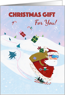 Gift Money Christmas Card Skiing Santa Claus card