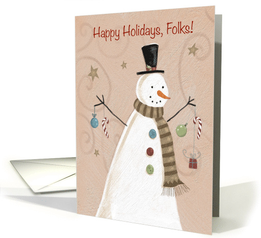 Happy Holiday Folk Christmas Snowman card (1592678)