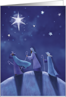 Three Shepherds Follow Star of Bethlehem card