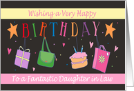 Fantastic Daughter in Law Hanging Bags Gifts Cake card