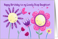 Step Daughter Cute Flowers & Butterfly Birthday card