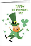 St Patrick’s Day Jolly Leprechaun and shamrocks card