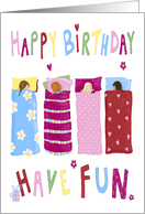 Fun Birthday Girls Sleepover card