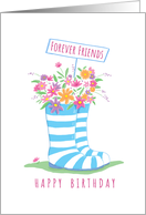 Forever Friends Birthday Floral Wellington Boots card