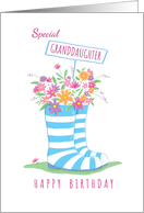 Special Granddaughter Birthday Floral Wellington Boots card