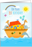 1st Birthday Cute Animal Ark card