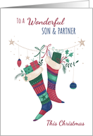 For Son and Partner Christmas Stockings card