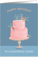 For Cousin Happy Birthday Feminine Pink Decorated Cake card