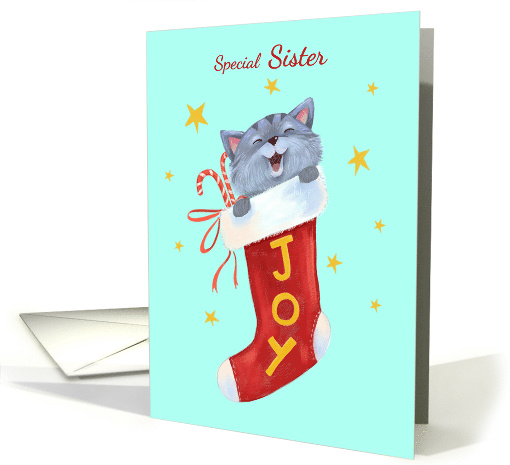 Sister Christmas Cute Kitten Joy Stocking card (1661262)