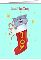 Special Holiday Cute Kitten Joy Stocking card