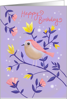 Birthday Lilac Bird Floral card