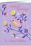 Special Mother Birthday Lilac Bird Floral card