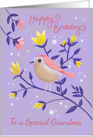 Special Grandma Birthday Lilac Bird Floral card