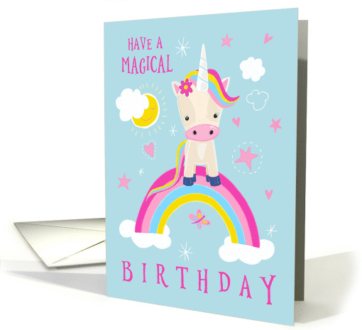 Girl Magical Birthday Cute Rainbow Unicorn card (1667692)