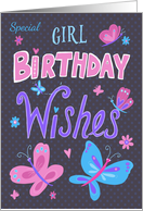 Girl’s Birthday Wishes Text Butterflies card
