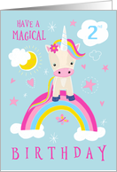 2nd Birthday Magical Cute Unicorn Rainbow card