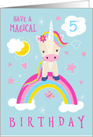 5th Birthday Magical Cute Unicorn Rainbow card