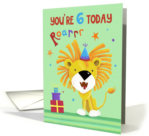 Age 6 Kids Birthday Cute Lion Roar card (1670578)