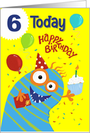 Age 6 Kids Monster Birthday card