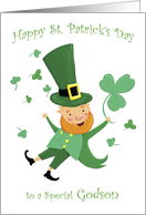 Godson St Patrick’s Day Jolly Leprechaun and Shamrocks card
