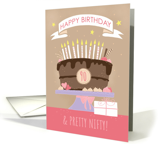90 and Pretty Nifty Chocolate Birthday Cake card (1674578)