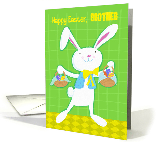 For Brother Happy Easter White Bunny with Easter Eggs card (1677430)