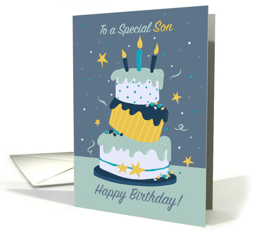 Son Happy Birthday Quirky Fun Modern Cake card (1679592)