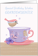 Granddaughter Birthday Wishes Sweet Bird on Tea Cup card
