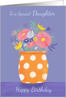 Daughter Birthday Orange Spotty Vase of Flowers card