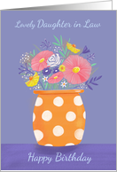 Daughter in Law Birthday Orange Spotty Vase of Flowers card