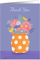 Thank You Orange Spotty Vase of Flowers card