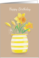 Birthday Happy Yellow Daffodils in Vase card