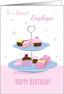 Employee Birthday Modern Cake Stand card