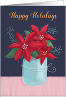 Happy Holidays Christmas Poinsettia Flower Vase card