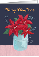 Merry Christmas Poinsettia Flower Vase card