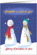 Daughter and Son in Law Snowmen Holding Hands in Snow card