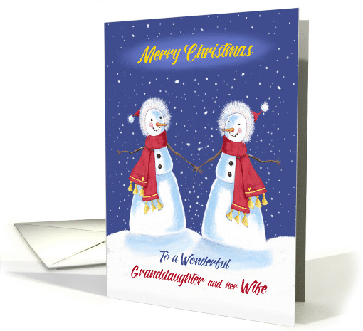 Granddaughter and her Wife Christmas Snowmen Holding Hands card