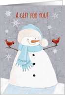 Gift Money Christmas Soft Snowman with Red Cardinal Birds card