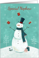 Nephew Christmas Holidays Juggling Snowman card
