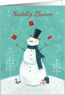 Welsh Christmas Holidays Juggling Snowman card