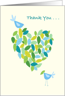 Thank You Friend Blue Bird Heart of Leaves card