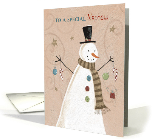 Special Nephew Christmas Holiday Folk Style Snowman card (1707104)