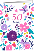 50 Today Birthday Bright Floral card