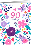 90 Today Birthday Bright Floral card